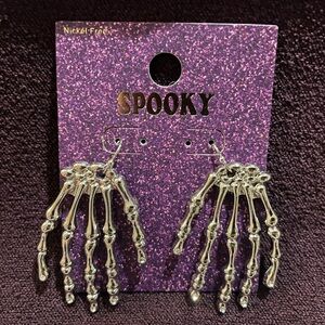 Earrings - Skeleton Hand Earrings - Silver - New With Tags